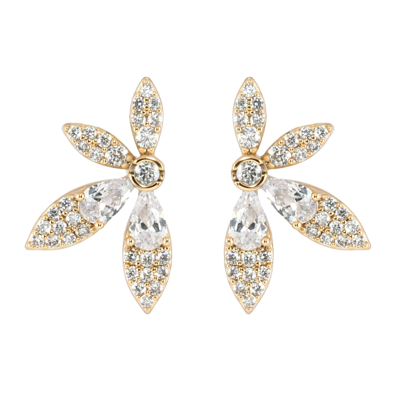 Серьги Xuping Позолота 18K пусеты Цветочки с цирконием фото №2