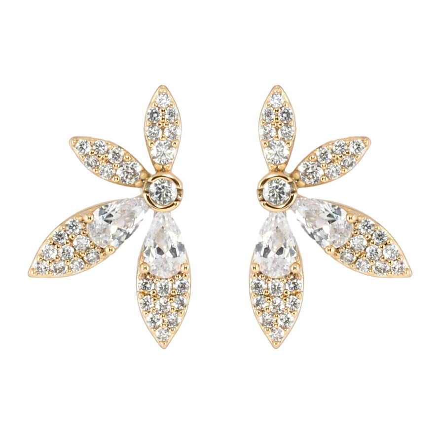 Сережки Xuping Позолота 18K пусети Квіточки з цирконієм фото №1