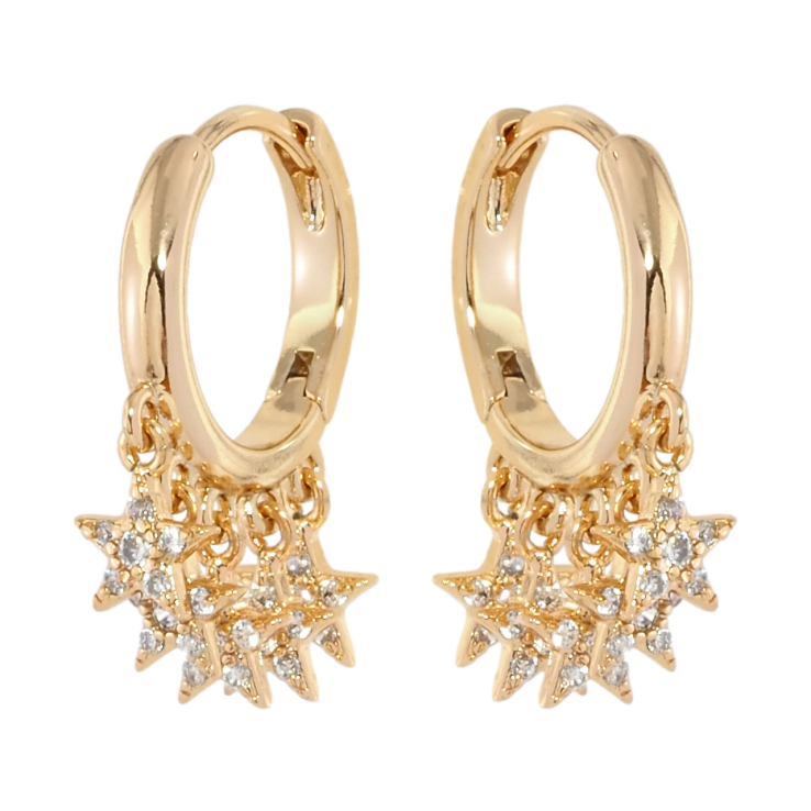 Серьги Xuping Позолота 18K подвески на колечках Подвески из звездочек с цирконием фото №25