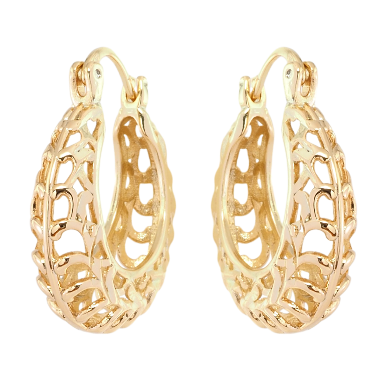 Сережки Xuping Позолота 18K замок-шпилька Різьблений орнамент ø 2.4см фото №1