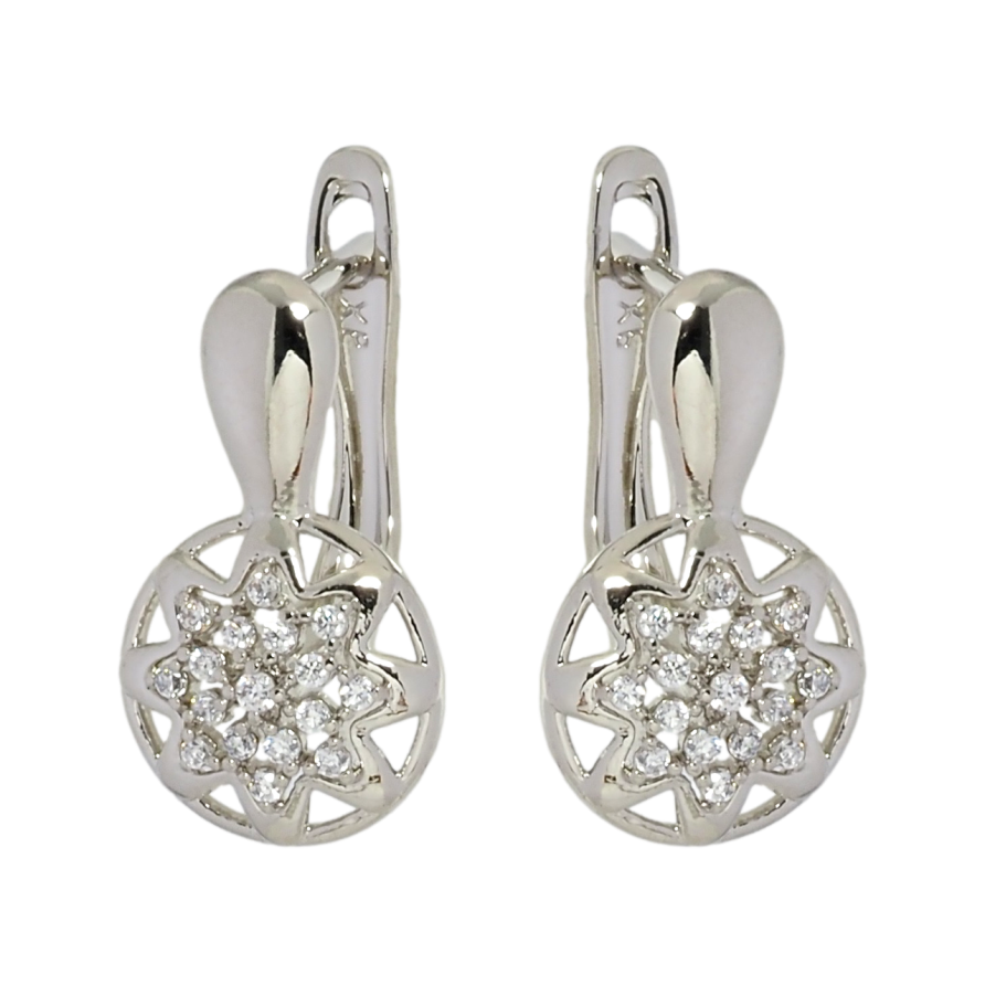 Сережки Xuping Родій англійський замок Квітковий візерунок з цирконієм фото №1 Сережки Xuping Родій англійський замок Квітковий візерунок з цирконієм фото №1