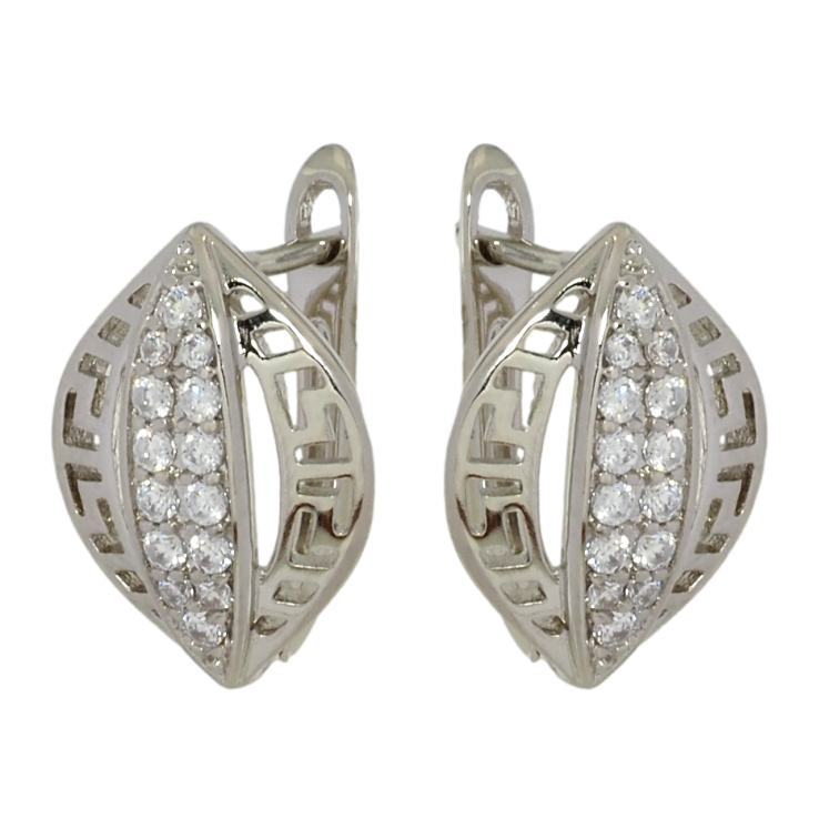 Серьги Xuping Родий английский замок Резной узор с цирконием фото №5
