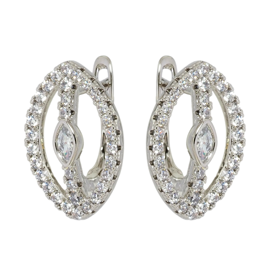 Сережки Xuping Родій англійський замок Овальні з цирконієм фото №1