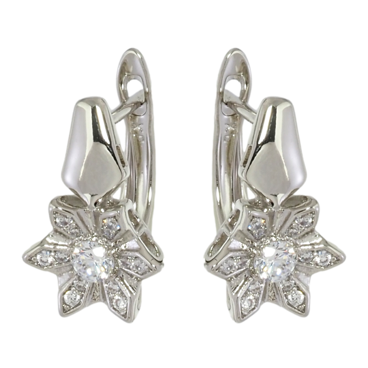 Сережки Xuping Родій англійський замок Квіточки з цирконієм фото №4