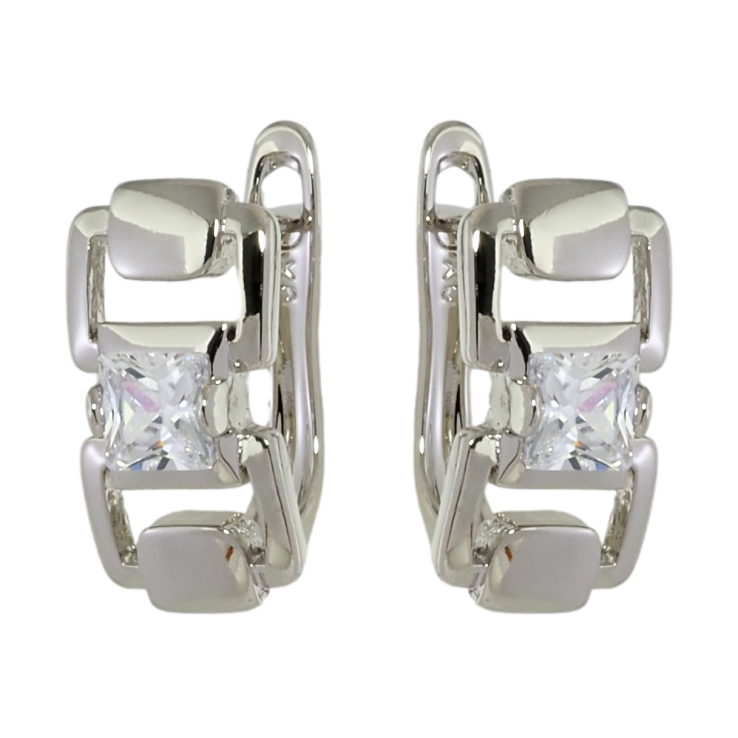 Серьги Xuping Родий английский замок Узор с вставками фианитов фото №24 Серьги Xuping Родий английский замок Узор с вставками фианитов фото №24