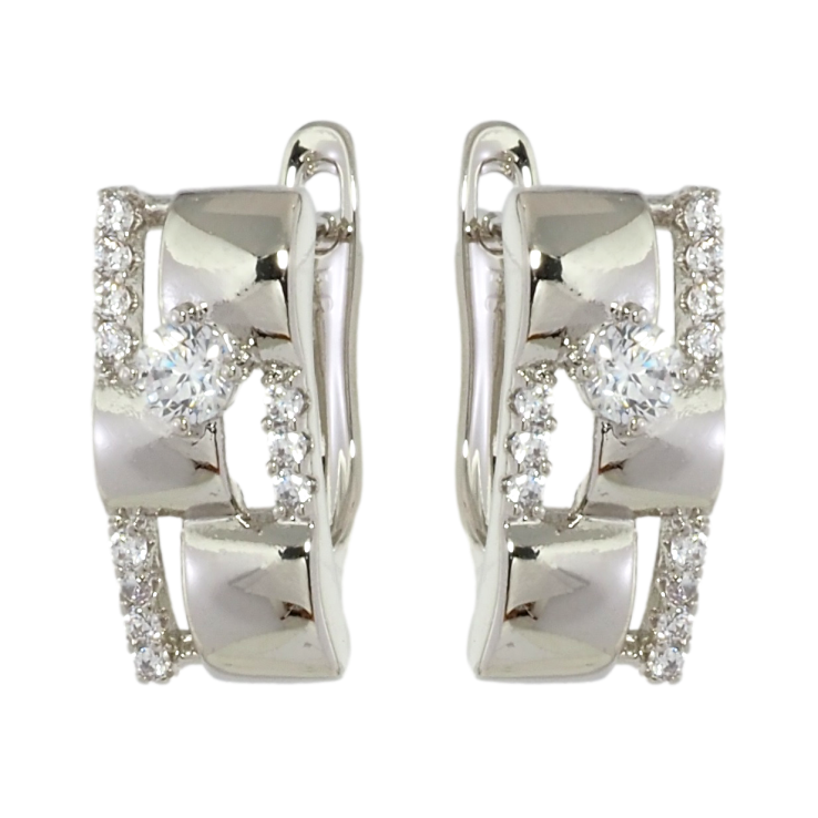 Серьги Xuping Родий английский замок Узор с цирконием фото №3