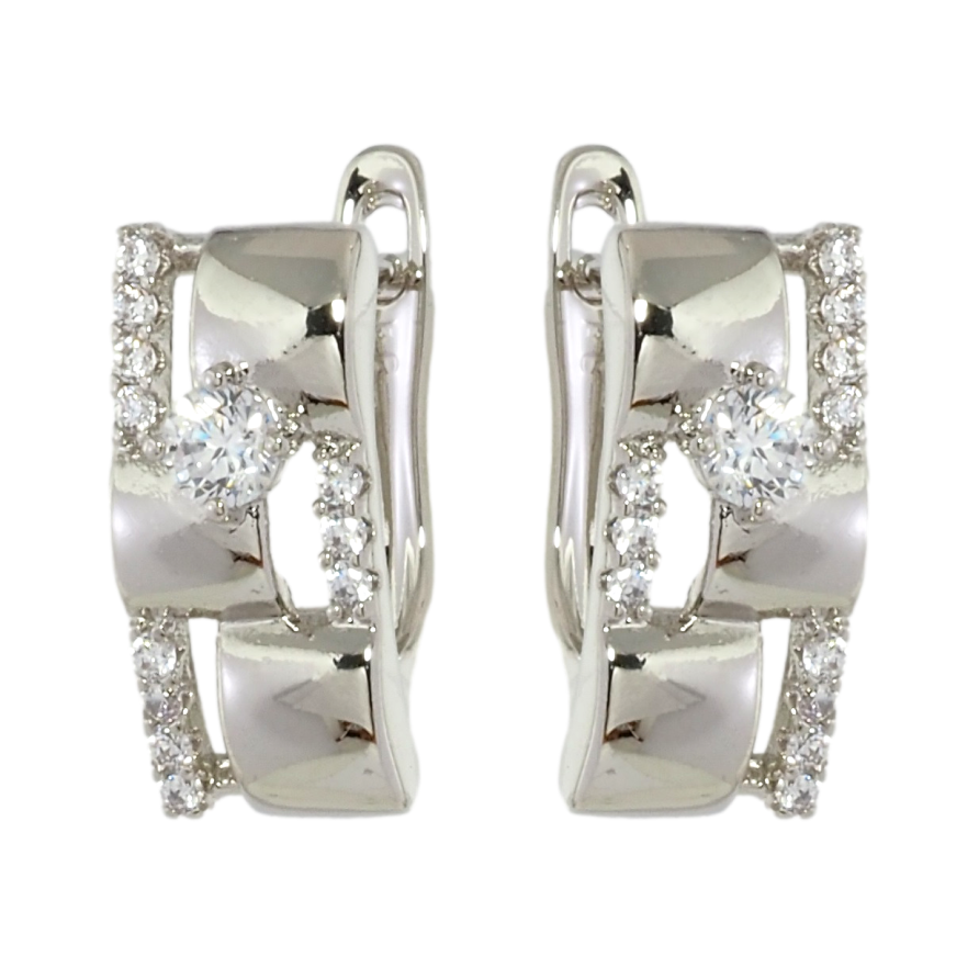 Серьги Xuping Родий английский замок Узор с цирконием фото №1