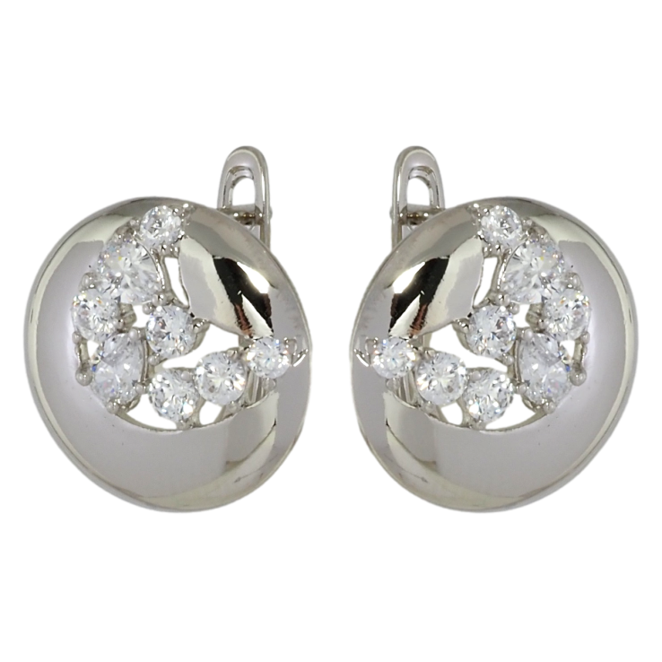 Серьги Xuping Родий английский замок Круги с полумесяцами из цирконием фото №6