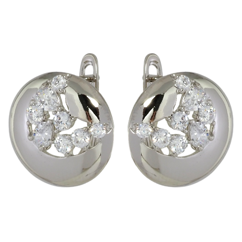 Серьги Xuping Родий английский замок Круги с полумесяцами из цирконием фото №1