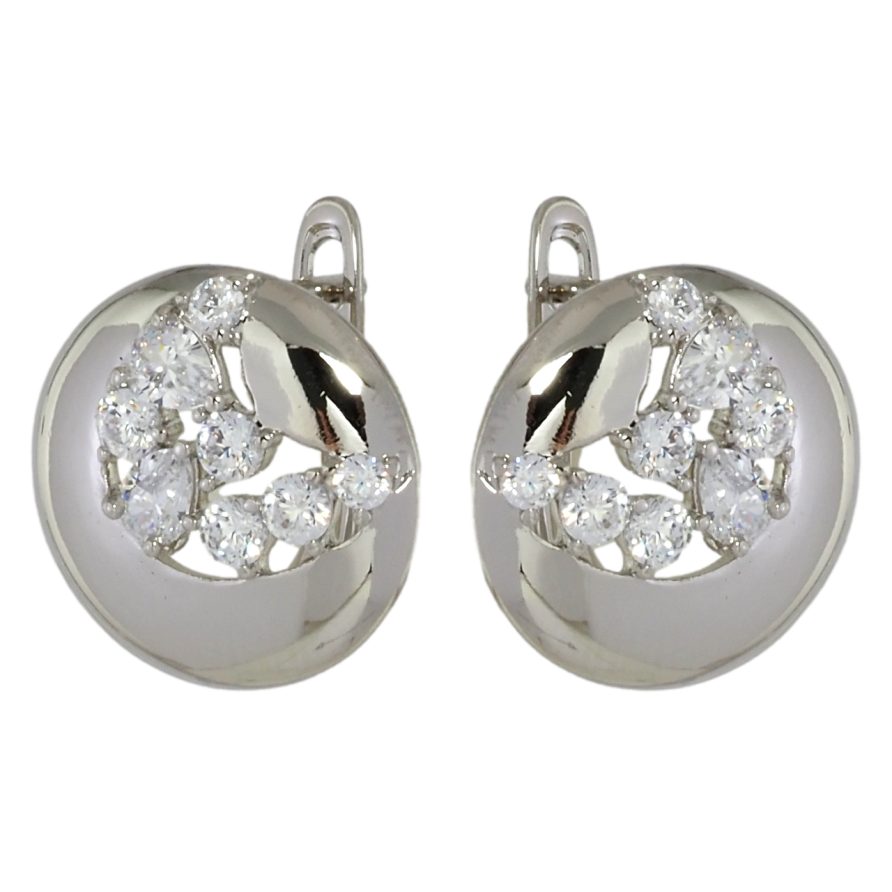 Серьги Xuping Родий английский замок Круги с полумесяцами из цирконием фото №1