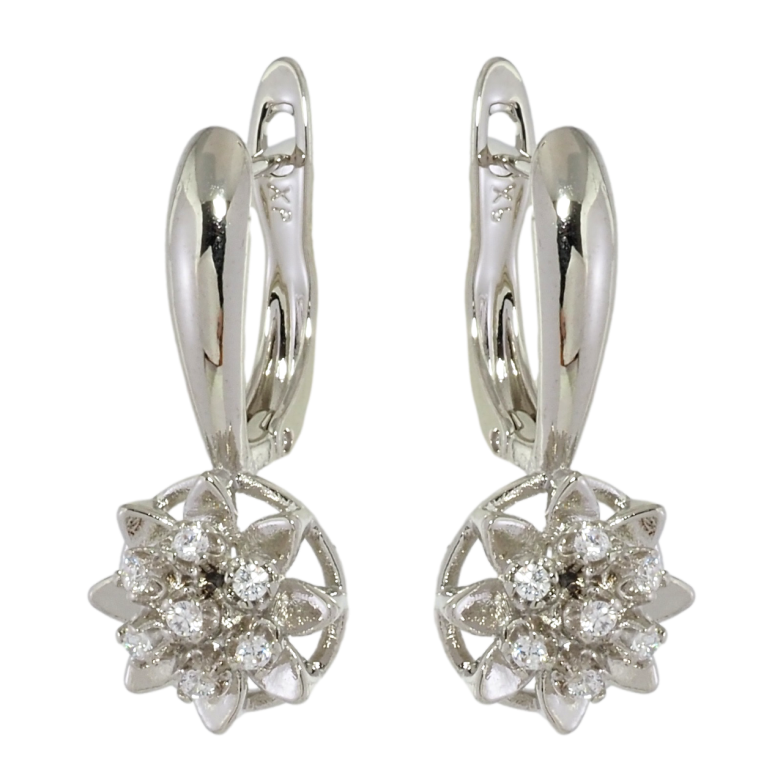 Серьги Xuping Родий английский замок Цветочки с цирконием фото №1 Серьги Xuping Родий английский замок Цветочки с цирконием фото №1