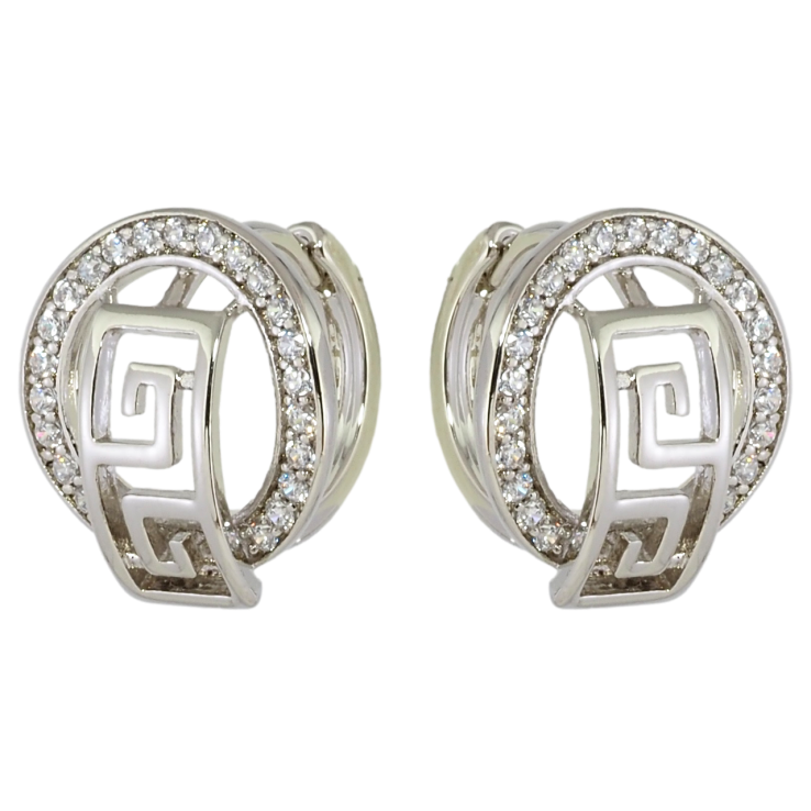 Сережки Xuping Родій колечка Кільця цирконію з меандровим візерунком фото №9 Сережки Xuping Родій колечка Кільця цирконію з меандровим візерунком фото №9