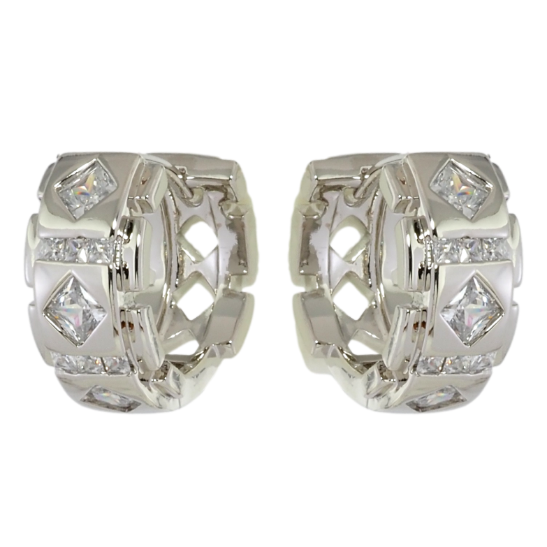 Серьги Xuping Родий колечки Узор с цирконием фото №1 Серьги Xuping Родий колечки Узор с цирконием фото №1