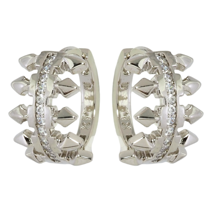 Сережки Xuping Родій колечка Візерунок з доріжками цирконію фото №2 Сережки Xuping Родій колечка Візерунок з доріжками цирконію фото №2