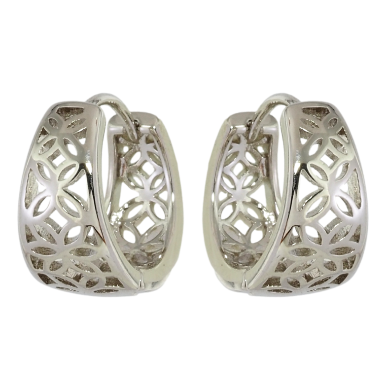 Серьги Xuping Родий колечки Резной цветочный узор фото №1