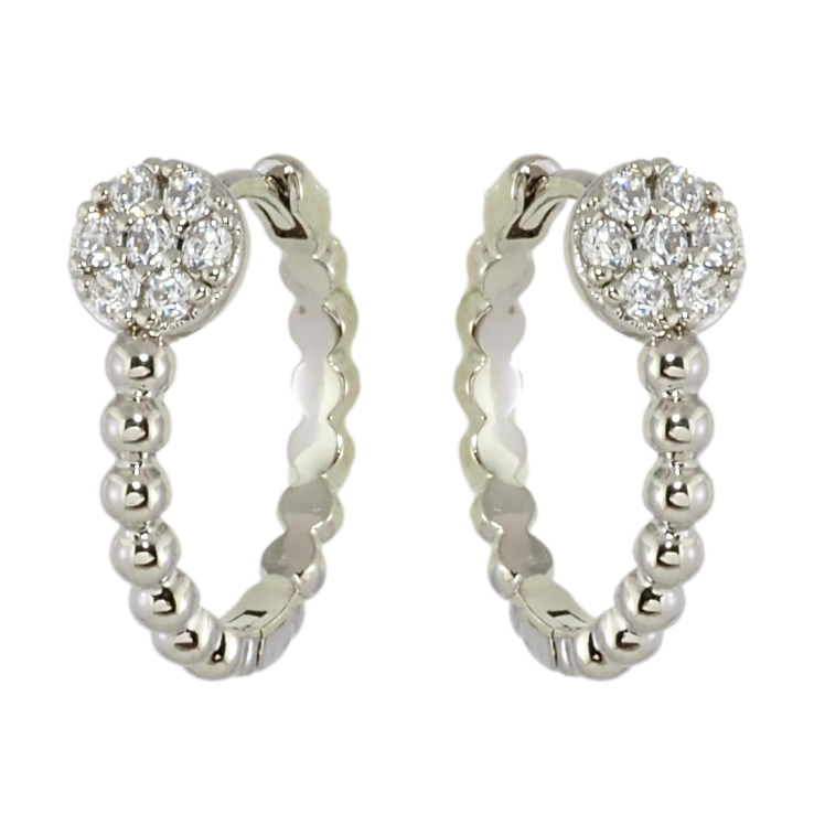 Серьги Xuping Родий колечки Дорожки шариков с кругами циркония фото №5