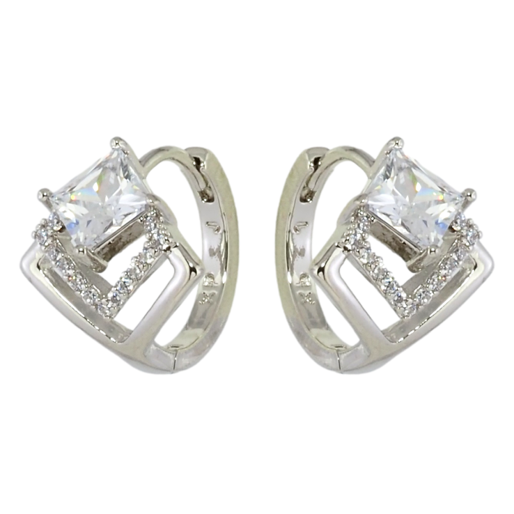 Сережки Xuping Родій колечка Ромби з кристалами фото №13