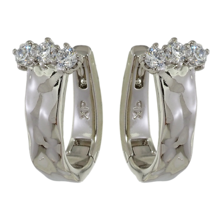 Сережки Xuping Родій колечка Три кристали фото №1 Сережки Xuping Родій колечка Три кристали фото №1