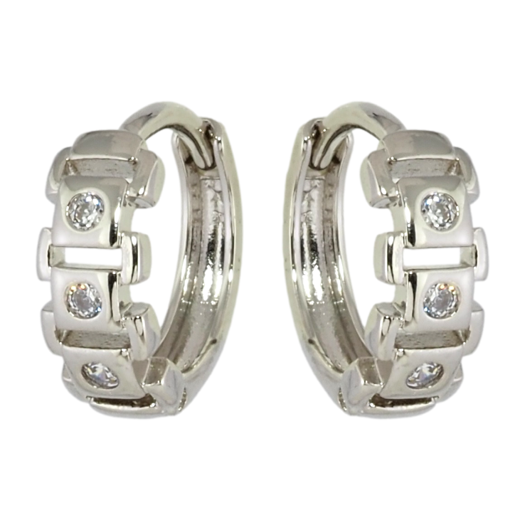 Сережки Xuping Родій колечка Візерунок з вставками цирконію фото №3 Сережки Xuping Родій колечка Візерунок з вставками цирконію фото №3