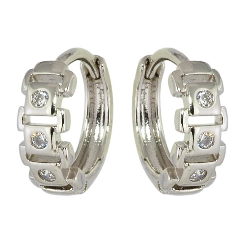 Серьги Xuping Родий колечки Узор с вставками циркония фото №1
