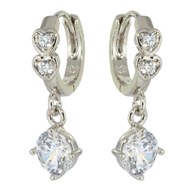 Сережки Xuping Родій підвіски на колечках Фіаніти ø 6мм фото №1