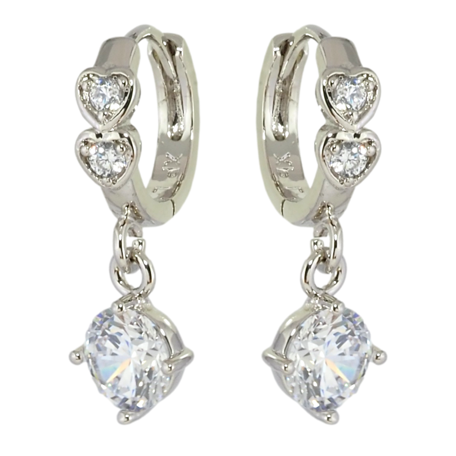 Сережки Xuping Родій підвіски на колечках Фіаніти ø 6мм фото №1