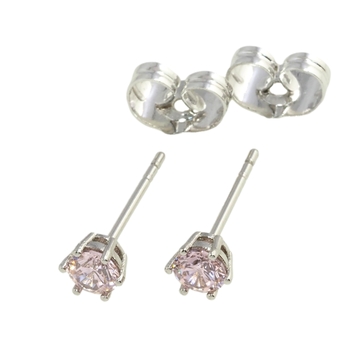 Серьги Xuping Родий пусеты Розовые фианиты в 6-ти крапановой оправе ø 4мм фото №3 Серьги Xuping Родий пусеты Розовые фианиты в 6-ти крапановой оправе ø 4мм фото №3