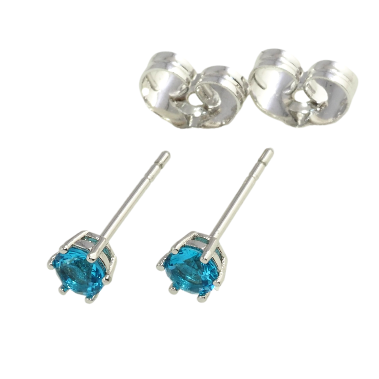 Серьги Xuping Родий пусеты Голубые фианиты в 6-ти крапановой оправе ø 4мм фото №7 Серьги Xuping Родий пусеты Голубые фианиты в 6-ти крапановой оправе ø 4мм фото №7