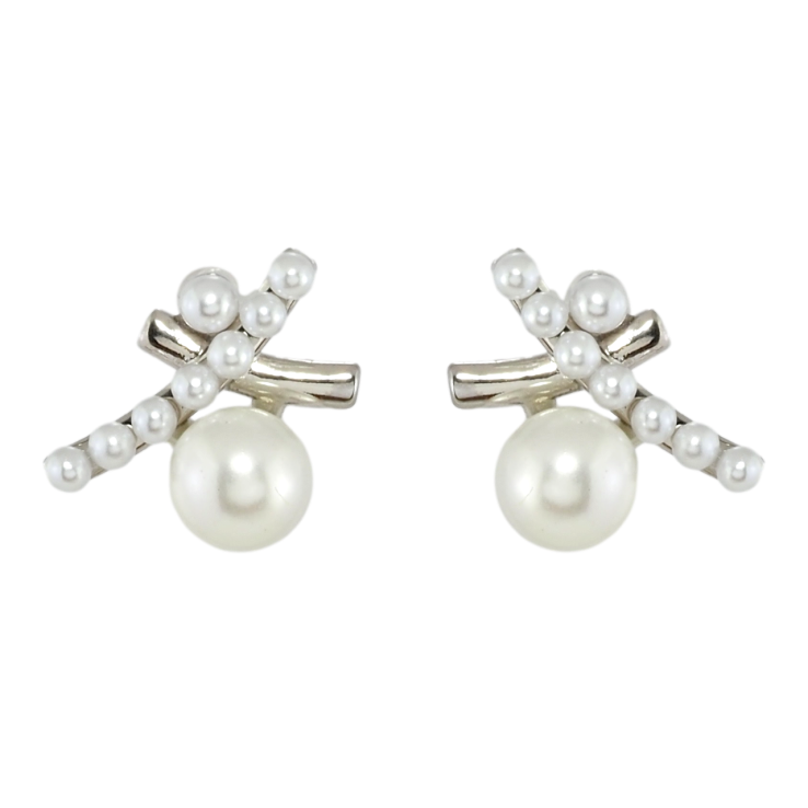 Сережки Xuping Родій пусети Ієрогліфи з перлинами фото №3 Сережки Xuping Родій пусети Ієрогліфи з перлинами фото №3