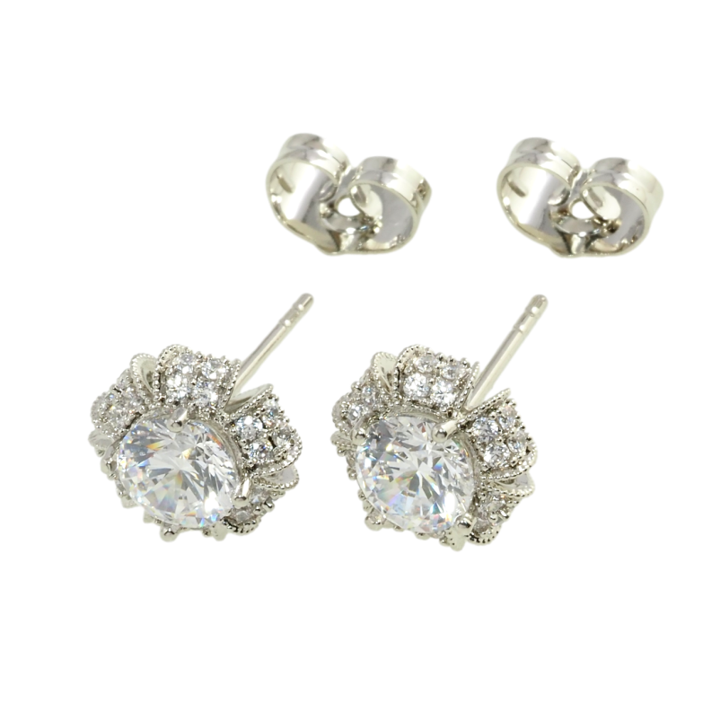 Серьги Xuping Родий пусеты Кристальные цветочки фото №1 Серьги Xuping Родий пусеты Кристальные цветочки фото №1