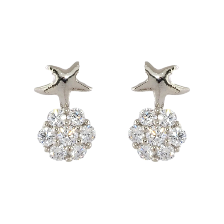 Сережки Xuping Родій пусети Зірочки на кристальних квіточках фото №18 Сережки Xuping Родій пусети Зірочки на кристальних квіточках фото №18