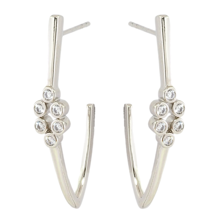 Серьги Xuping Родий пусеты Скобы с цирконием фото №11