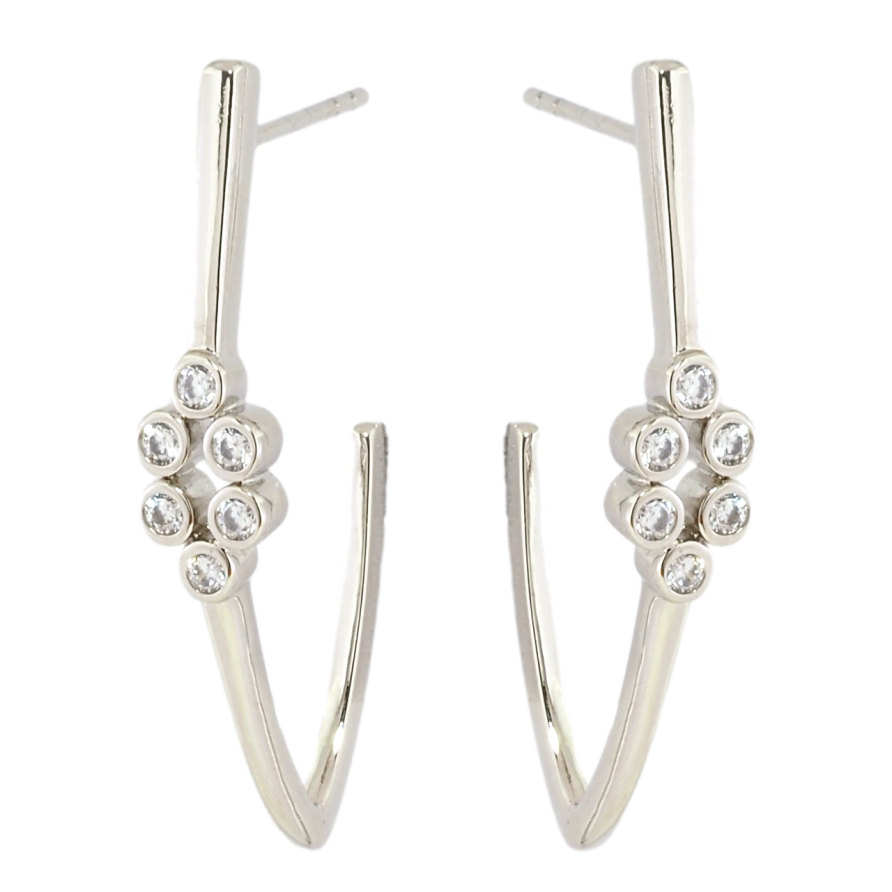 Сережки Xuping Родій пусети Скоби з цирконієм фото №1