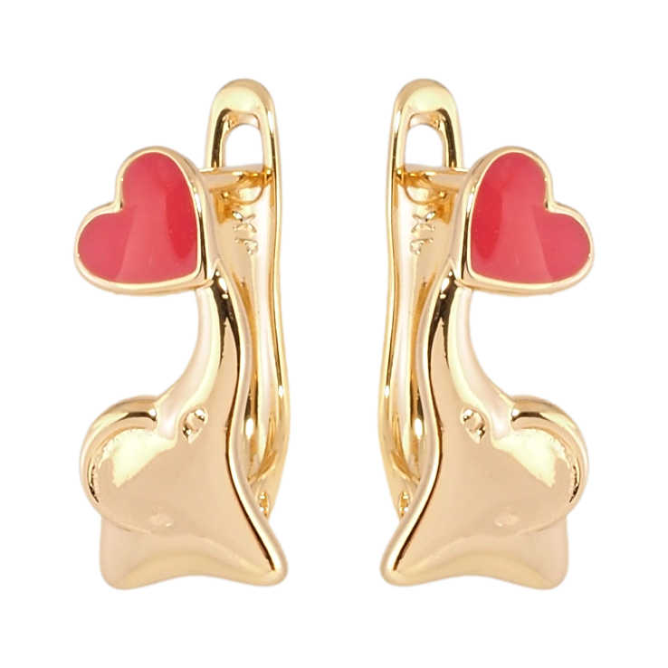 Серьги детские Xuping Позолота 18K английский замок Слоники с коралловыми сердечками фото №21 Серьги детские Xuping Позолота 18K английский замок Слоники с коралловыми сердечками фото №21