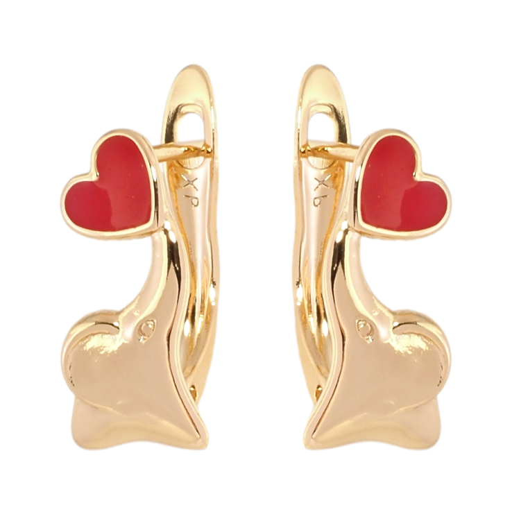 Серьги детские Xuping Позолота 18K английский замок Слоники с красными сердечками фото №20 Серьги детские Xuping Позолота 18K английский замок Слоники с красными сердечками фото №20