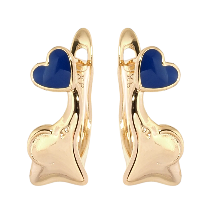 Сережки дитячі Xuping Позолота 18K англійський замок Слоники з синіми серцями фото №16