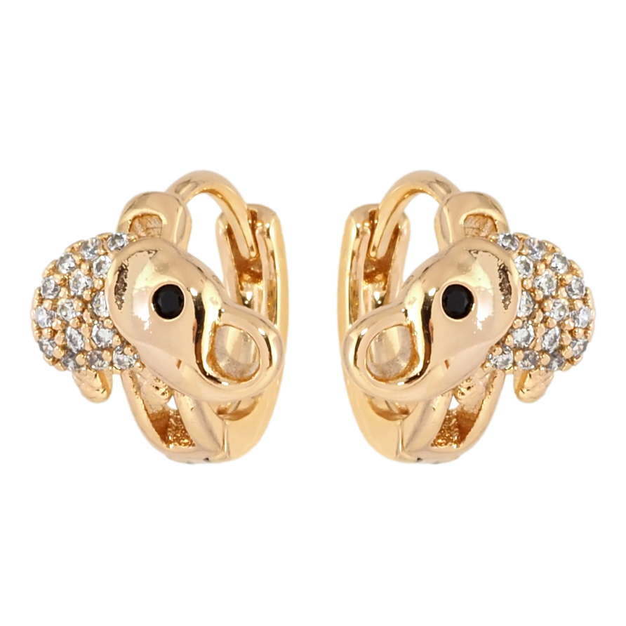 Серьги детские Xuping Позолота 18K колечки Слоники с цирконием фото №1 Серьги детские Xuping Позолота 18K колечки Слоники с цирконием фото №1