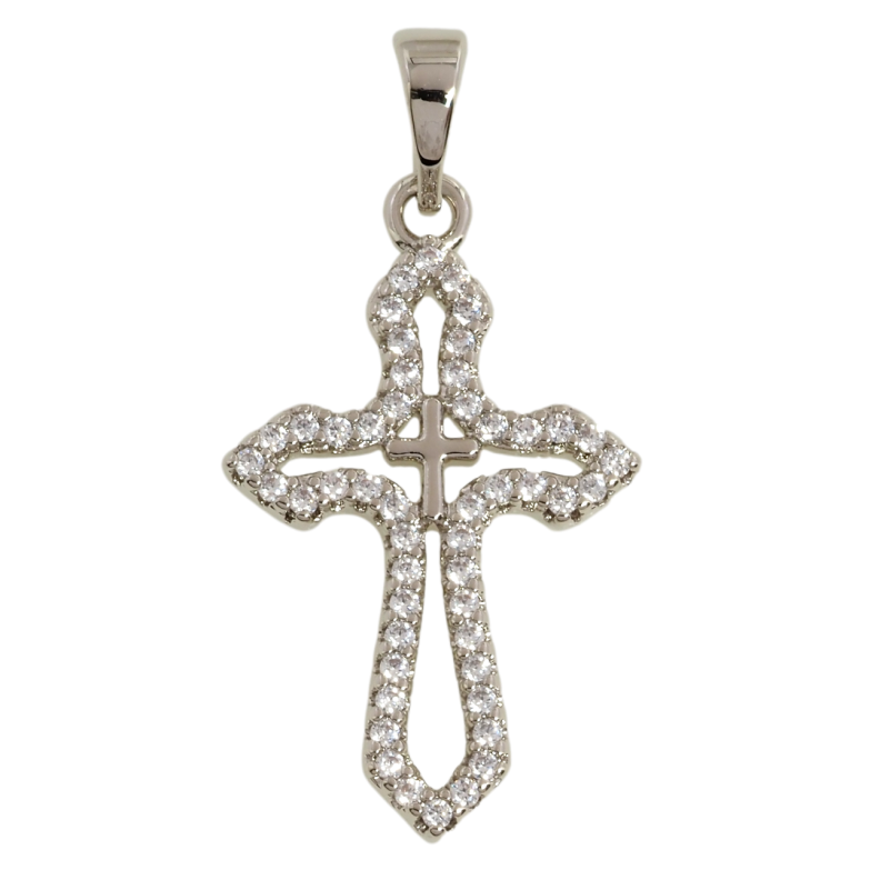 Кулон Xuping Родій Хрест з цирконієм для ланцюжка до 5мм фото №1 Кулон Xuping Родій Хрест з цирконієм для ланцюжка до 5мм фото №1