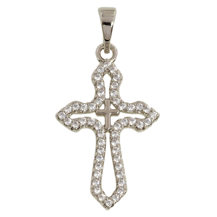 Кулон Xuping Родій Хрест з цирконієм для ланцюжка до 5мм фото №1 Кулон Xuping Родій Хрест з цирконієм для ланцюжка до 5мм фото №1