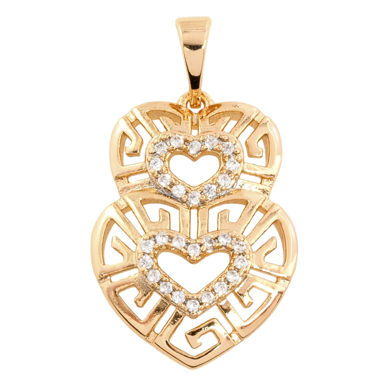 Кулон Xuping Позолота 18K Різьблені серця з цирконієм для ланцюжка до 5мм фото №1 Кулон Xuping Позолота 18K Різьблені серця з цирконієм для ланцюжка до 5мм фото №1