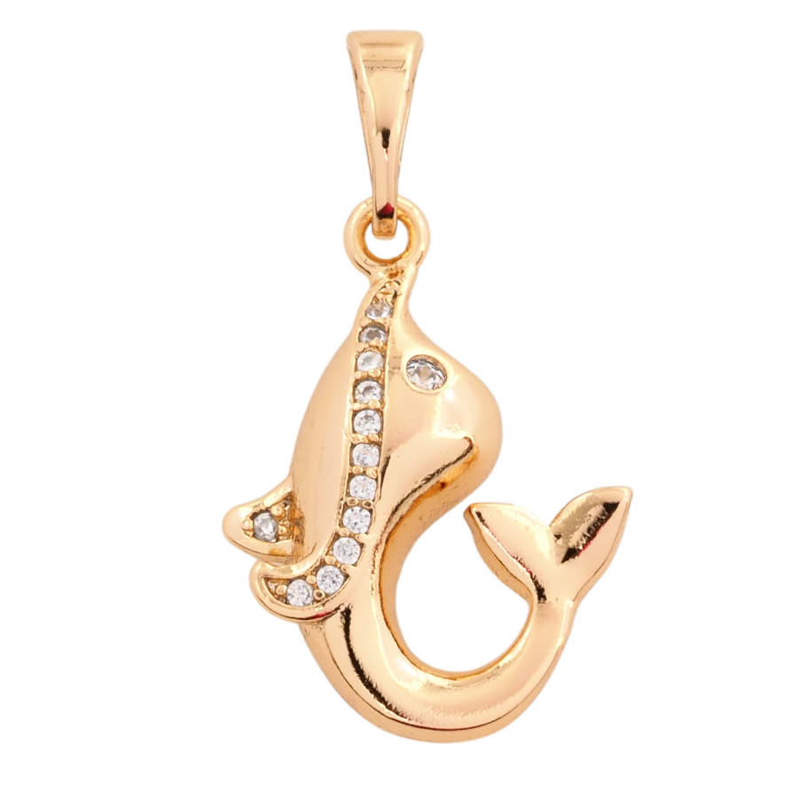 Кулон Xuping Позолота 18K Дельфін з цирконієм для ланцюжка до 5мм фото №1 Кулон Xuping Позолота 18K Дельфін з цирконієм для ланцюжка до 5мм фото №1