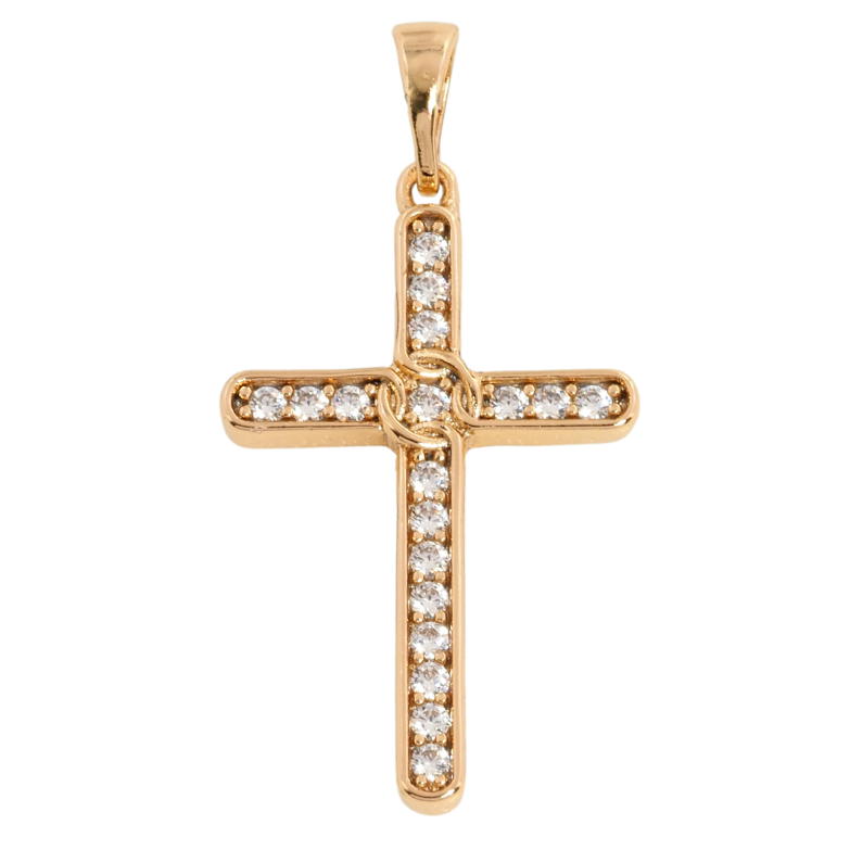Кулон Xuping Позолота 18K Хрест із цирконієм для ланцюжка до 5мм фото №2 Кулон Xuping Позолота 18K Хрест із цирконієм для ланцюжка до 5мм фото №2