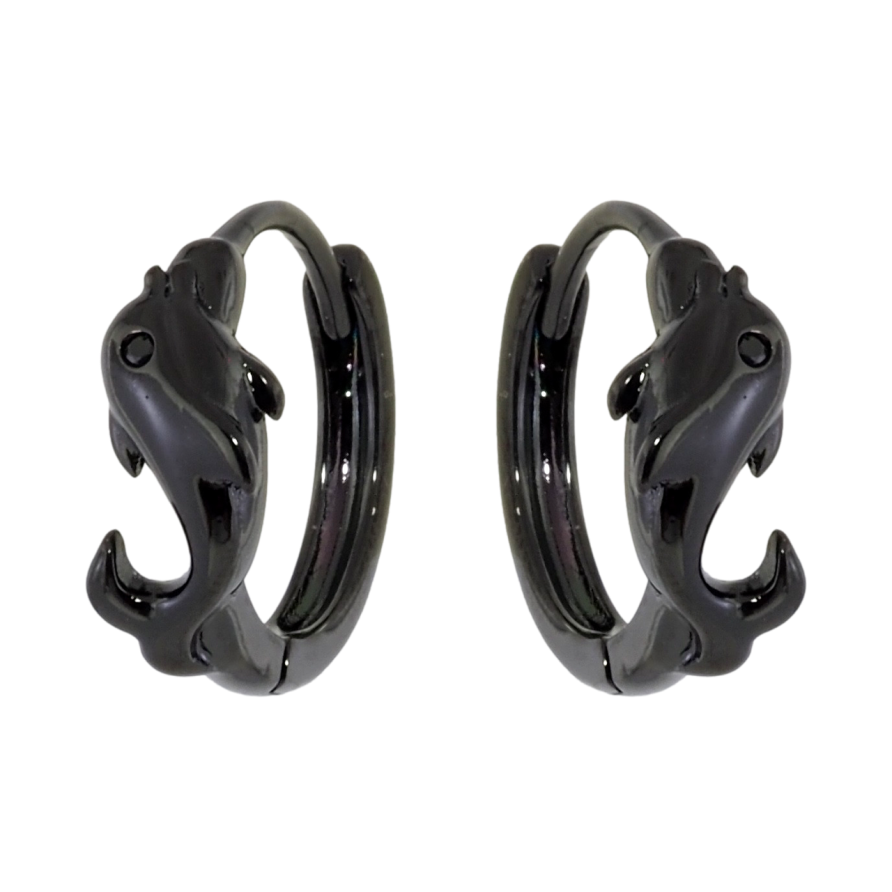 Сережки Xuping Позолота Black (чорне золото) колечка Дельфіни фото №1 Сережки Xuping Позолота Black (чорне золото) колечка Дельфіни фото №1