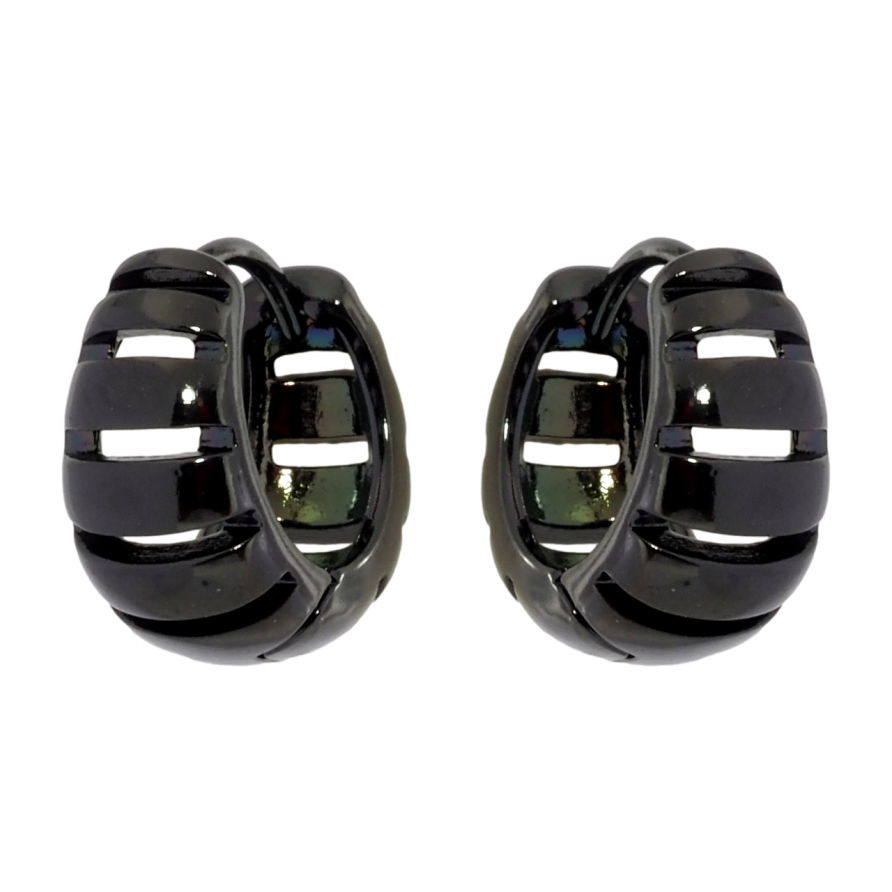 Сережки Xuping Позолота Black (чорне золото) колечка Різьблений візерунок фото №1 Сережки Xuping Позолота Black (чорне золото) колечка Різьблений візерунок фото №1