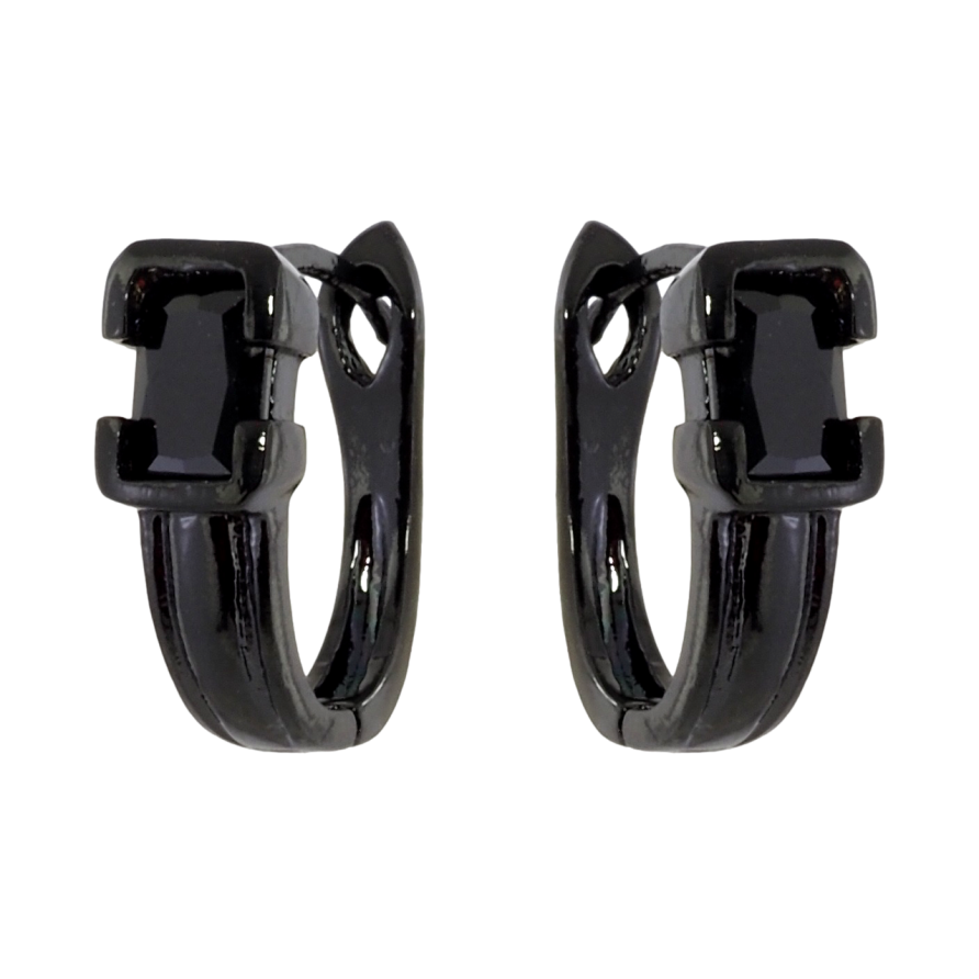 Сережки Xuping Позолота Black (чорне золото) англійський замок Візерунок з чорним цирконієм фото №1