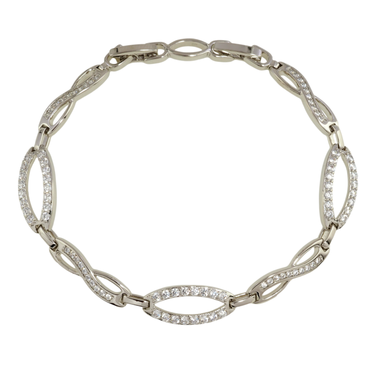 Браслет Xuping Родий Узор с инкрустацией цирконием размер с доп. замком 17,19см х 5-8мм фото №6