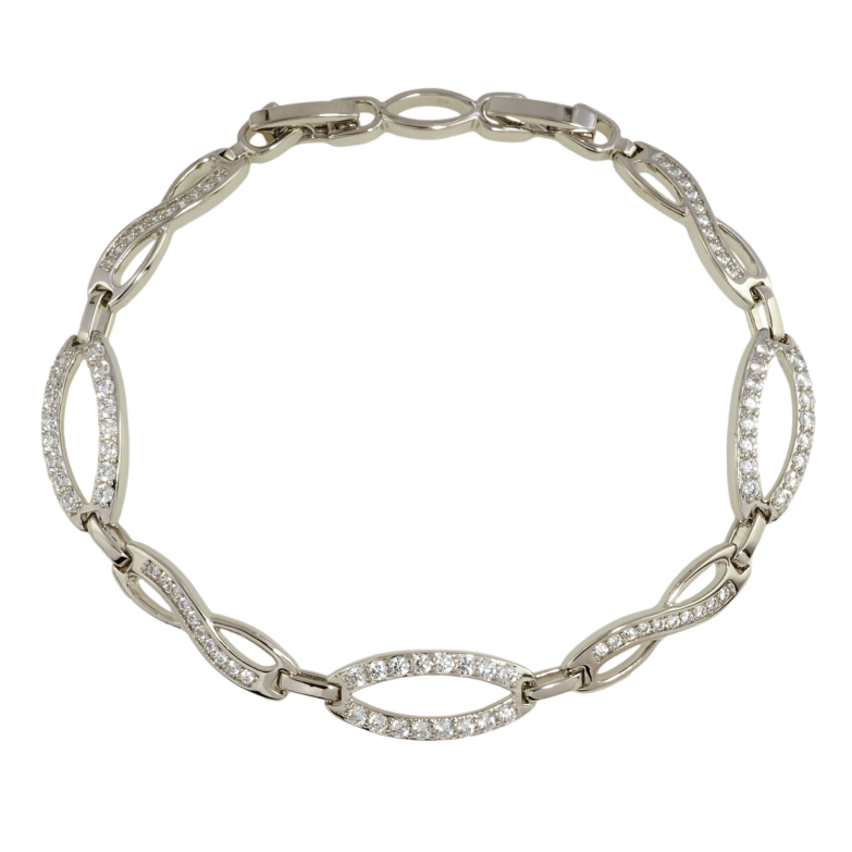 Браслет Xuping Родий Узор с инкрустацией цирконием размер с доп. замком 17,19см х 5-8мм фото №1 Браслет Xuping Родий Узор с инкрустацией цирконием размер с доп. замком 17,19см х 5-8мм фото №1