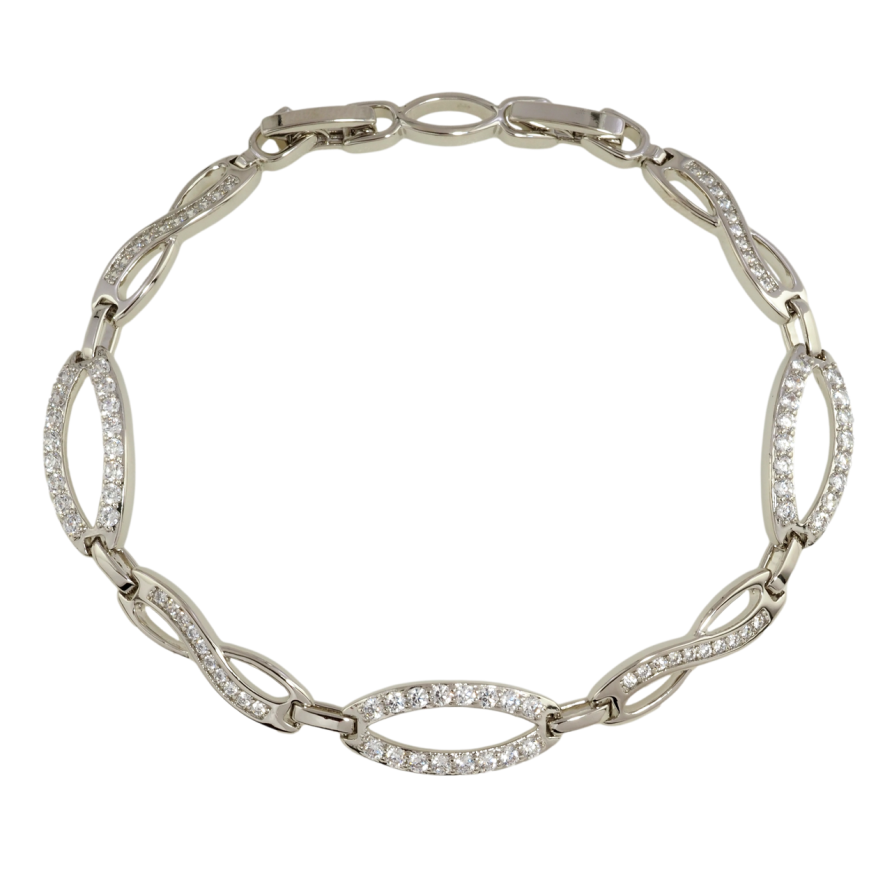 Браслет Xuping Родий Узор с инкрустацией цирконием размер с доп. замком 17,19см х 5-8мм фото №1 Браслет Xuping Родий Узор с инкрустацией цирконием размер с доп. замком 17,19см х 5-8мм фото №1