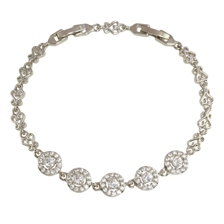 Браслет Xuping Родий Узор с инкрустацией цирконием размер с доп. замком 16.5,19.5см х 5мм фото №7