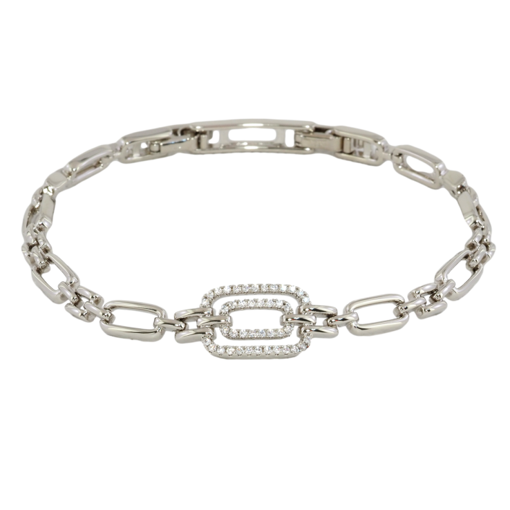 Браслет Xuping Родий Звенья с цирконием размер с доп. замком 16.5,18.5см х 4-5мм фото №23